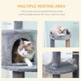 104cm Deluxe Cat Activity Tree w/ Scratching Posts Ear Perch House - Grey