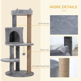 104cm Deluxe Cat Activity Tree w/ Scratching Posts Ear Perch House - Grey