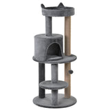 104cm Deluxe Cat Activity Tree w/ Scratching Posts Ear Perch House - Grey