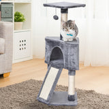 3 Level Cat Tree Sisal Scratching Post Perch Condo Ladder Cat Furniture Grey