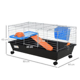 89cm Small Animal Home Cage for Rabbit Ferret Chinchilla w/ Wheels Black