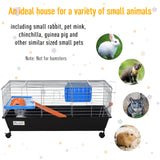 89cm Small Animal Home Cage for Rabbit Ferret Chinchilla w/ Wheels Black