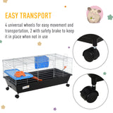 89cm Small Animal Home Cage for Rabbit Ferret Chinchilla w/ Wheels Black