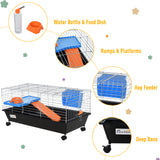 89cm Small Animal Home Cage for Rabbit Ferret Chinchilla w/ Wheels Black