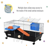 89cm Small Animal Home Cage for Rabbit Ferret Chinchilla w/ Wheels Black