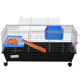 89cm Small Animal Home Cage for Rabbit Ferret Chinchilla w/ Wheels Black