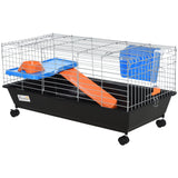 89cm Small Animal Home Cage for Rabbit Ferret Chinchilla w/ Wheels Black