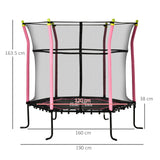 5.2FT Kids Trampoline With Enclosure Indoor Outdoor for 3-10 Years Pink