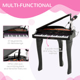 37 Key Musical Mini Piano Electrionic Keyboard Microphone Stool Black