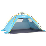 2 Man Pop-up Beach Tent Sun Shade Shelter Hut Windows Door Light Blue Outsunny