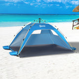 2 Man Pop-up Beach Tent Sun Shade Shelter Hut w/ Windows Door Blue Outsunny