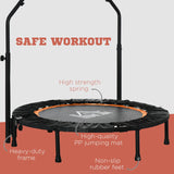 40" Foldable Mini Fitness Trampoline Rebounder Adjustable Foam Handle HOMCOM