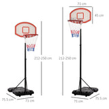 Basketball Stand 175-215cm Adjustable Height Sturdy Hoop w/ Wheels Base HOMCOM