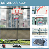 Basketball Stand 175-215cm Adjustable Height Sturdy Hoop w/ Wheels Base HOMCOM