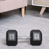 17.5KG Single Rubber Hex Dumbbell Portable Hand Weights Home Gym HOMCOM