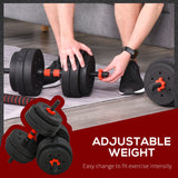 25kg Adjustable 2 IN 1 Barbell Dumbbells Weight Set for Body Fitness HOMCOM