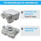 10L Portable Travel Toilet Outdoor Camping with 2 Detachable Tanks Grey HOMCOM