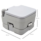 10L Portable Travel Toilet Outdoor Camping with 2 Detachable Tanks Grey HOMCOM