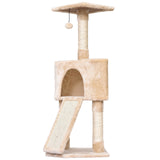 3-Level Cat Tree Sisal Scratching Posts Perch Condo and Ladder, Beige Pawhut