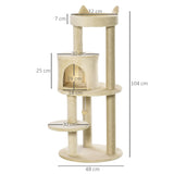 3-Tier Deluxe Cat Activity Tree Scratching Posts  Kitten Beige Pawhut