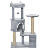 100cm Cat Tree with Climbing Ladder Scratching Post Ball, Light Grey Pawhut