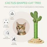 Cat Tree Cactus Sisal Scratching Post Interactive Fun Roller Exerciser Pawhut