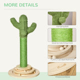 Cat Tree Cactus Sisal Scratching Post Interactive Fun Roller Exerciser Pawhut