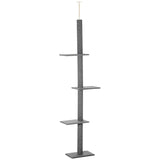 260cm Floor To Ceiling Cat Tree Kitten Tower Adjustable Height - Grey Pawhut