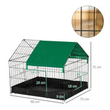 Rabbit Cage Guinea Pig Small Animal Playpen Water Proof Roof Pawhut