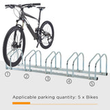 5 Bike Parking Rack Locking Storage Stand Holder Floor Wall Mount HOMCOM