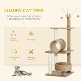 1.21m Cat Tree Tower w/Sisal Scratching Posts Bed Tunnel Toy Pawhut