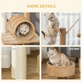 1.21m Cat Tree Tower w/Sisal Scratching Posts Bed Tunnel Toy Pawhut