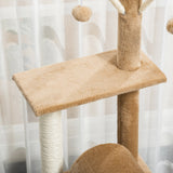 1.21m Cat Tree Tower w/Sisal Scratching Posts Bed Tunnel Toy Pawhut