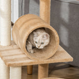 1.21m Cat Tree Tower w/Sisal Scratching Posts Bed Tunnel Toy Pawhut