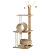 1.21m Cat Tree Tower w/Sisal Scratching Posts Bed Tunnel Toy Pawhut