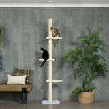 260cm Height Adjustable Floor-To-Ceiling Cat Tree w/ Anti-Slip Kit - Yellow