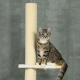 260cm Height Adjustable Floor-To-Ceiling Cat Tree w/ Anti-Slip Kit - Yellow