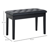 Classic Digital Keyboard Piano Bench Makeup Padded Seat Stool Solid Wood Black