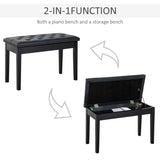 Classic Digital Keyboard Piano Bench Makeup Padded Seat Stool Solid Wood Black