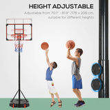 SPORTNOW Kids Adjustable Basketball Hoop and Stand w/ Wheels, 1.8-2m