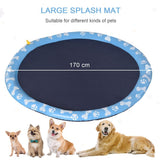 170cm Splash Pad Sprinkler for Pets Dog Bath Pool Non-slip Outdoor Blue