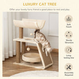 Cat Tree Kitten Tower w/ Scratching Post, Pad, Bed, Perch, Toy Ball