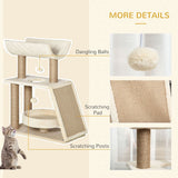 Cat Tree Kitten Tower w/ Scratching Post, Pad, Bed, Perch, Toy Ball