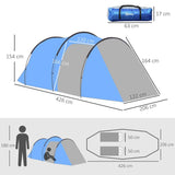 3 Man 2 Room Tent Camping Tent With Living Area Air Vents Blue