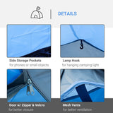 3 Man 2 Room Tent Camping Tent With Living Area Air Vents Blue