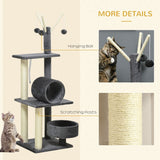 121cm Cat Tree Tower w/Sisal Scratching Posts Bed Tunnel Perch Grey