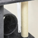 121cm Cat Tree Tower w/Sisal Scratching Posts Bed Tunnel Perch Grey