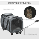 4 in 1 Pet Carrier On Wheels for Cats XS Dogs W/ Telescopic Handle, Grey