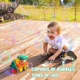 (ABC)Bubble Machine for Toddler, 3000+ Bubbles Per Minute, Automatic Bubble Blower with 2 Bottles of Bubble Solution, Singing Bubble Train Bubble Maker for Boys Girls Age