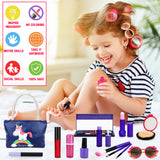 21 PCS Pretend Makeup for Girls, Pretend Play Makeup , Makeup Toy Set Includes Make-up Bag, Lipstick, Eye Shadow, Brush, Gift for Girls to Play Game, Christmas, Birt